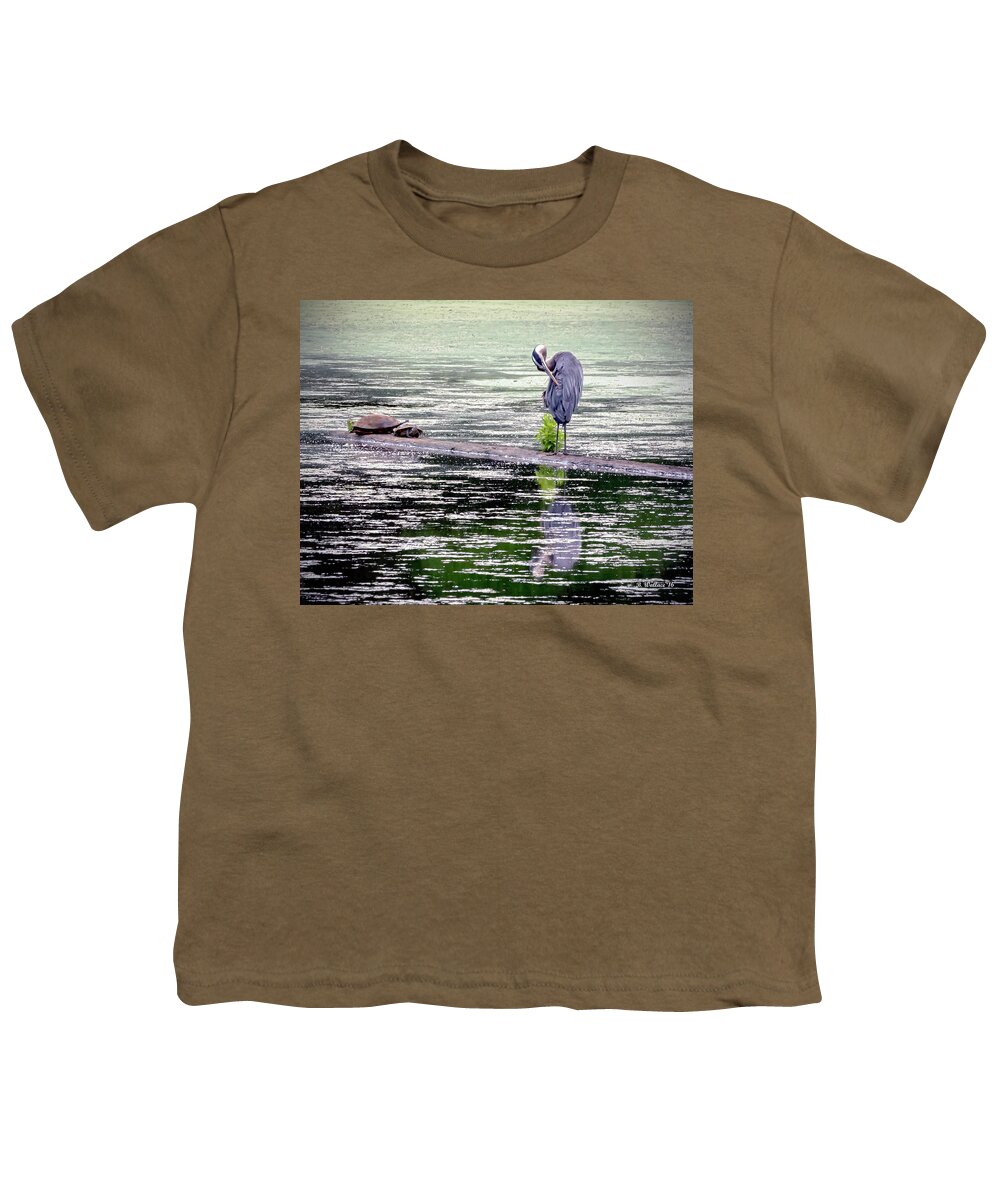 2d Youth T-Shirt featuring the photograph Heron And Turtles by Brian Wallace