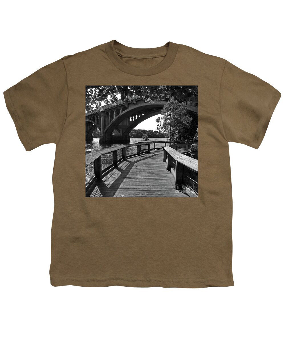 Scenic Tours Youth T-Shirt featuring the photograph High Water Gervais St. Bridge by Skip Willits