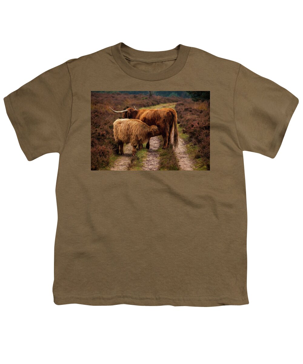 Animals Youth T-Shirt featuring the photograph Highland Cows by Tim Abeln
