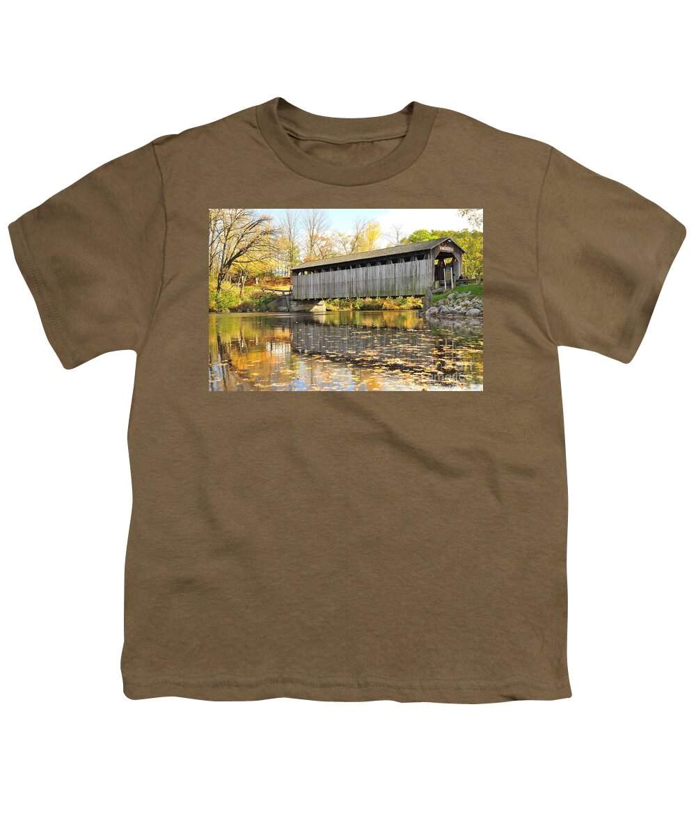 Fallasburg Covered Bridge Youth T-Shirt featuring the photograph Historic Fallasburg Covered Bridge by Terri Gostola