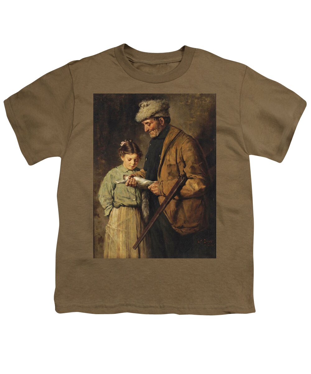 Lawrence Carmichael Earle Youth T-Shirt featuring the painting Hunter with Young Girl by Lawrence Carmichael Earle