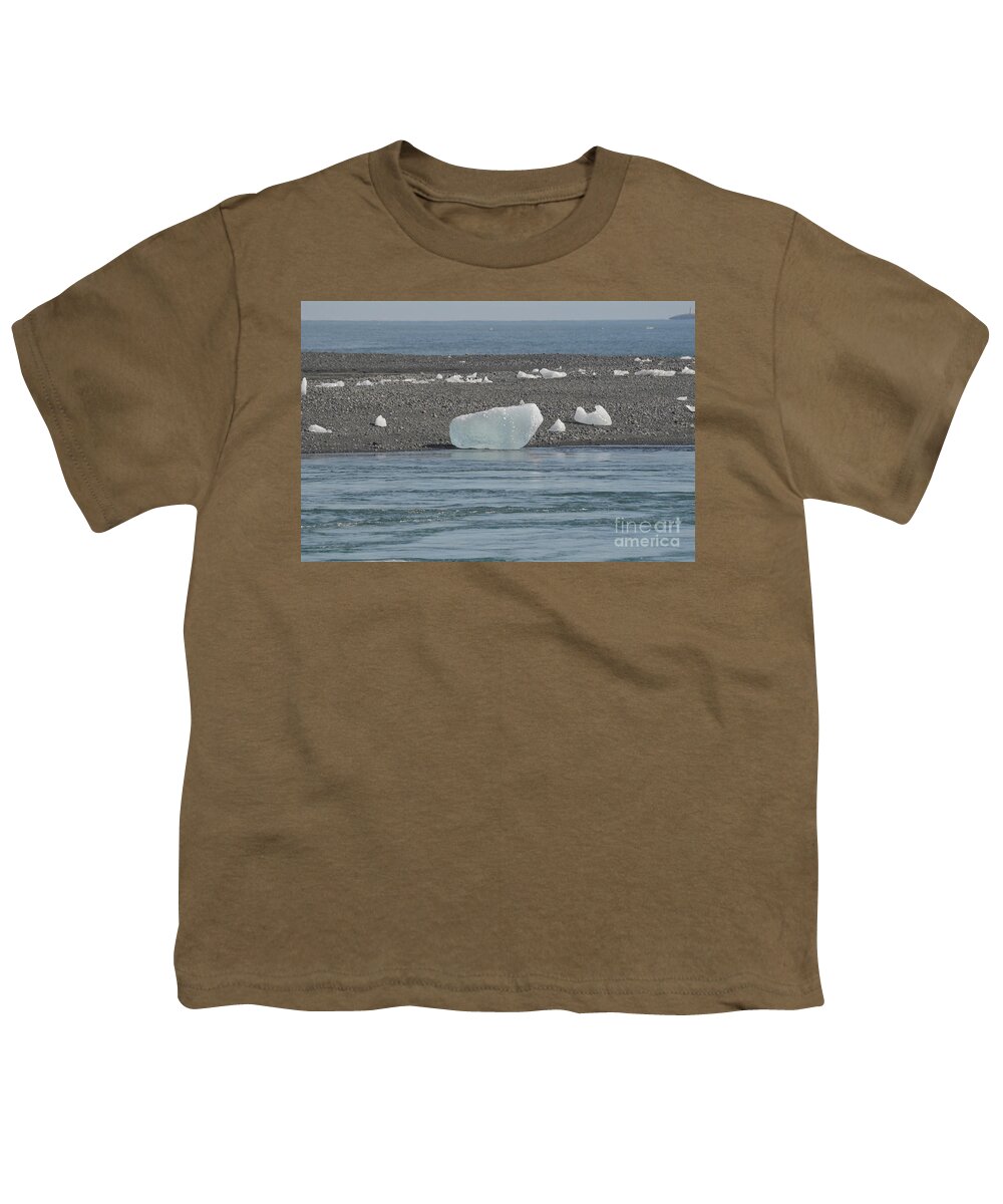 Glacier Youth T-Shirt featuring the photograph Iceland iceberg on the shore of a lagoon by DejaVu Designs