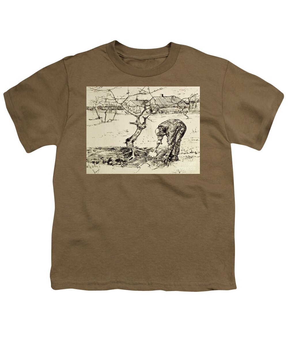 Orchard Youth T-Shirt featuring the drawing In the Orchard by Vincent Van Gogh