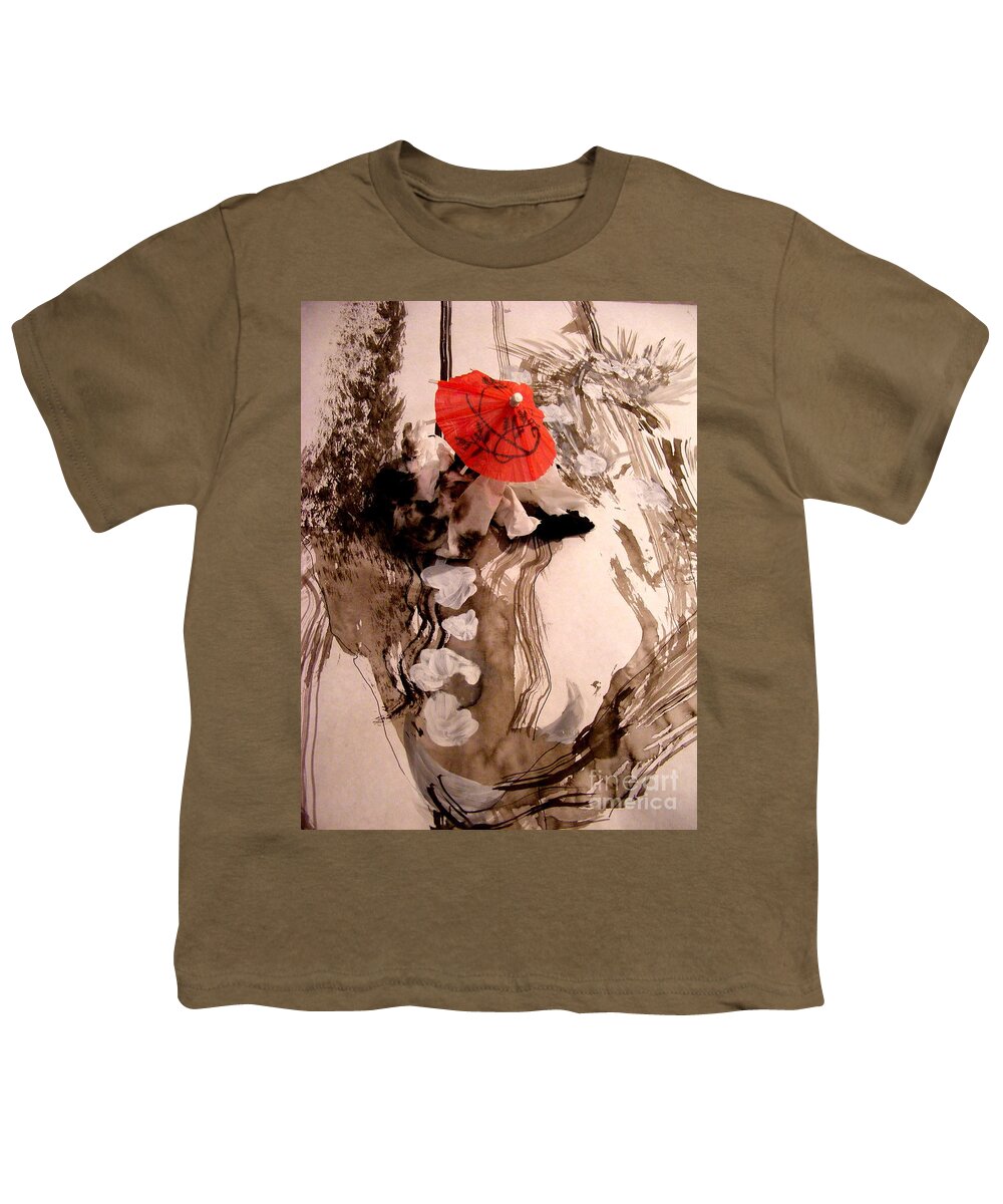 Mixed Media Youth T-Shirt featuring the mixed media In the Winter Garden by Nancy Kane Chapman