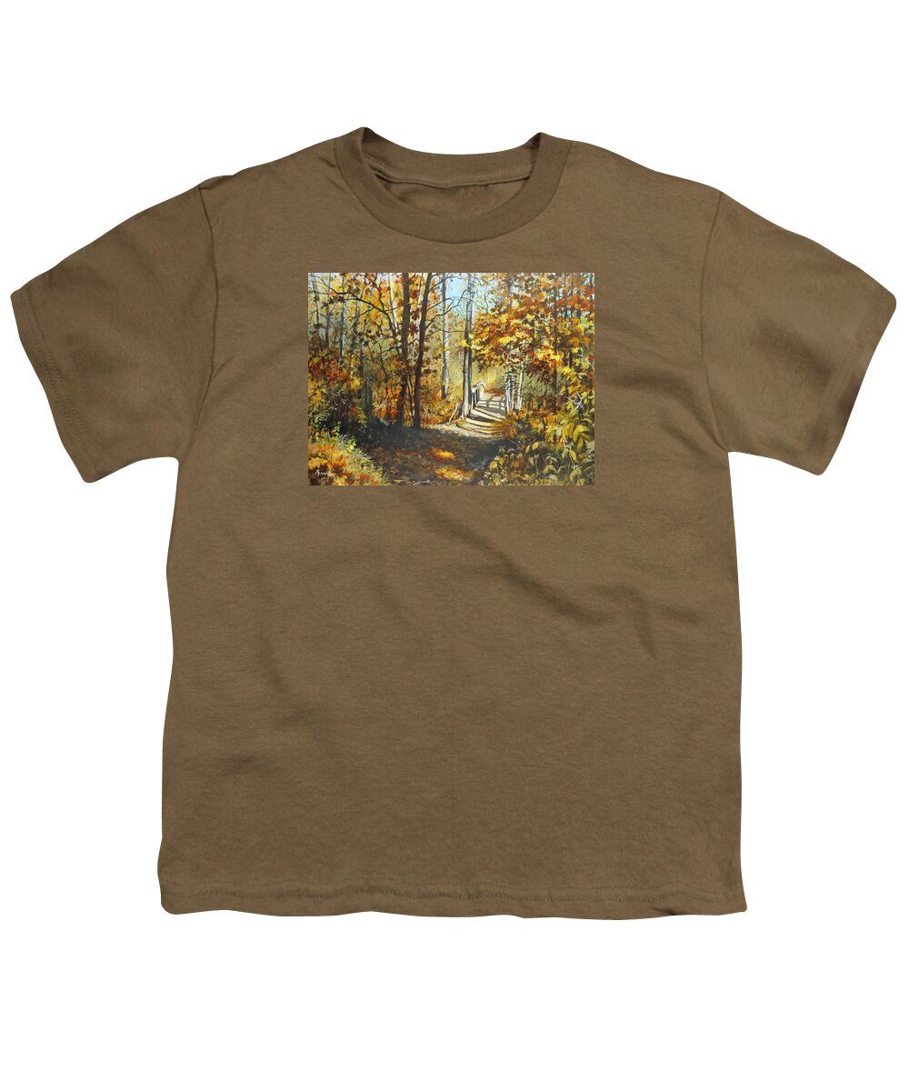 Landscape Youth T-Shirt featuring the painting Indian Summer Trail by William Brody