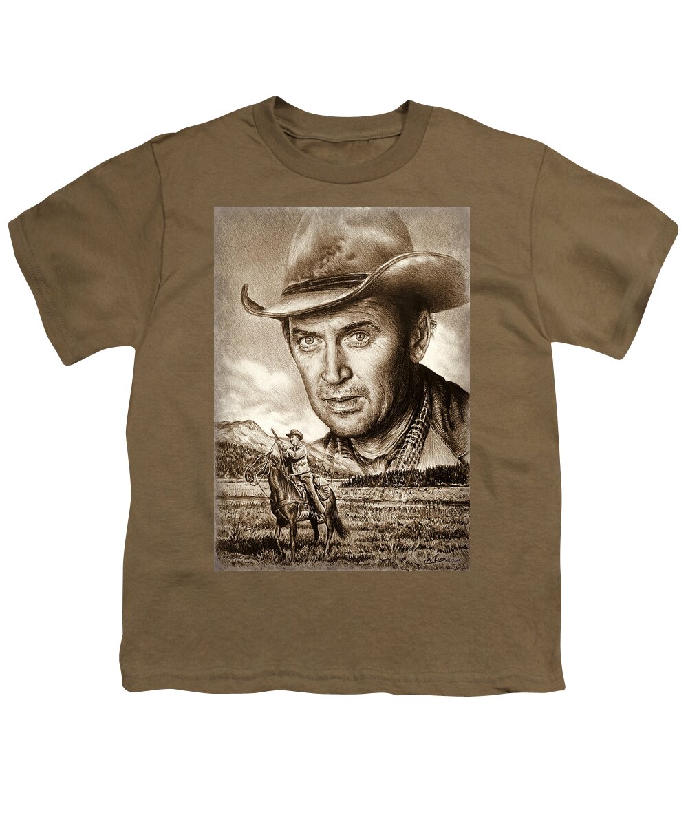 James Stewart Youth T-Shirt featuring the drawing James Stewart The Far Country by Andrew Read
