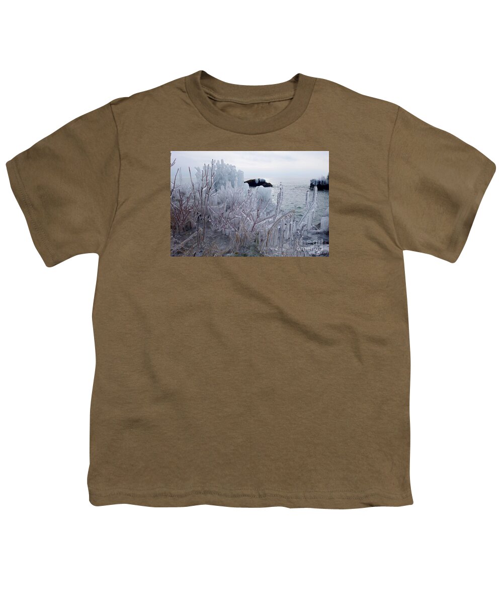 Lake Superior Youth T-Shirt featuring the photograph January Ice by Sandra Updyke