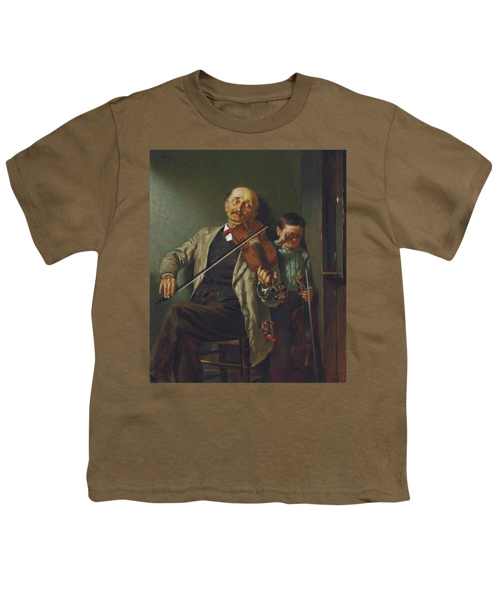John George Brown Youth T-Shirt featuring the painting John George Brown The Duet 1882 by Movie Poster Prints