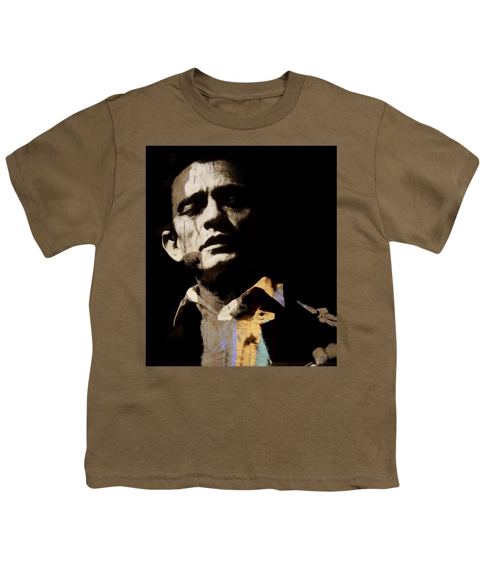 Johnny Cash Youth T-Shirt featuring the digital art Johnny Cash - I Walk The Line by Paul Lovering