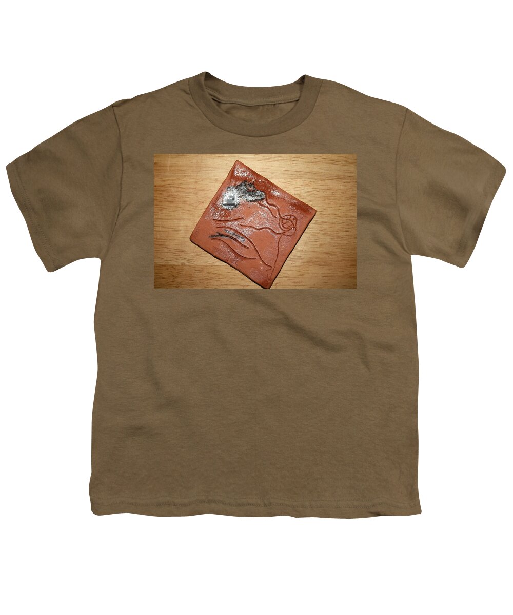 Jesus Youth T-Shirt featuring the ceramic art Journeys - Fleeing 2 - Tile by Gloria Ssali