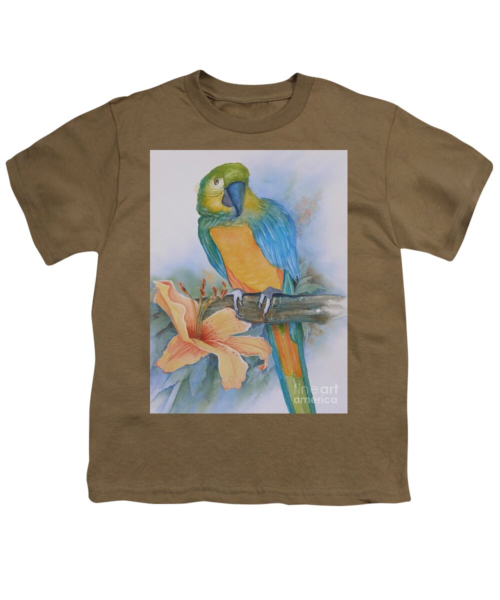 #parrot Youth T-Shirt featuring the painting Just Peachy by Midge Pippel