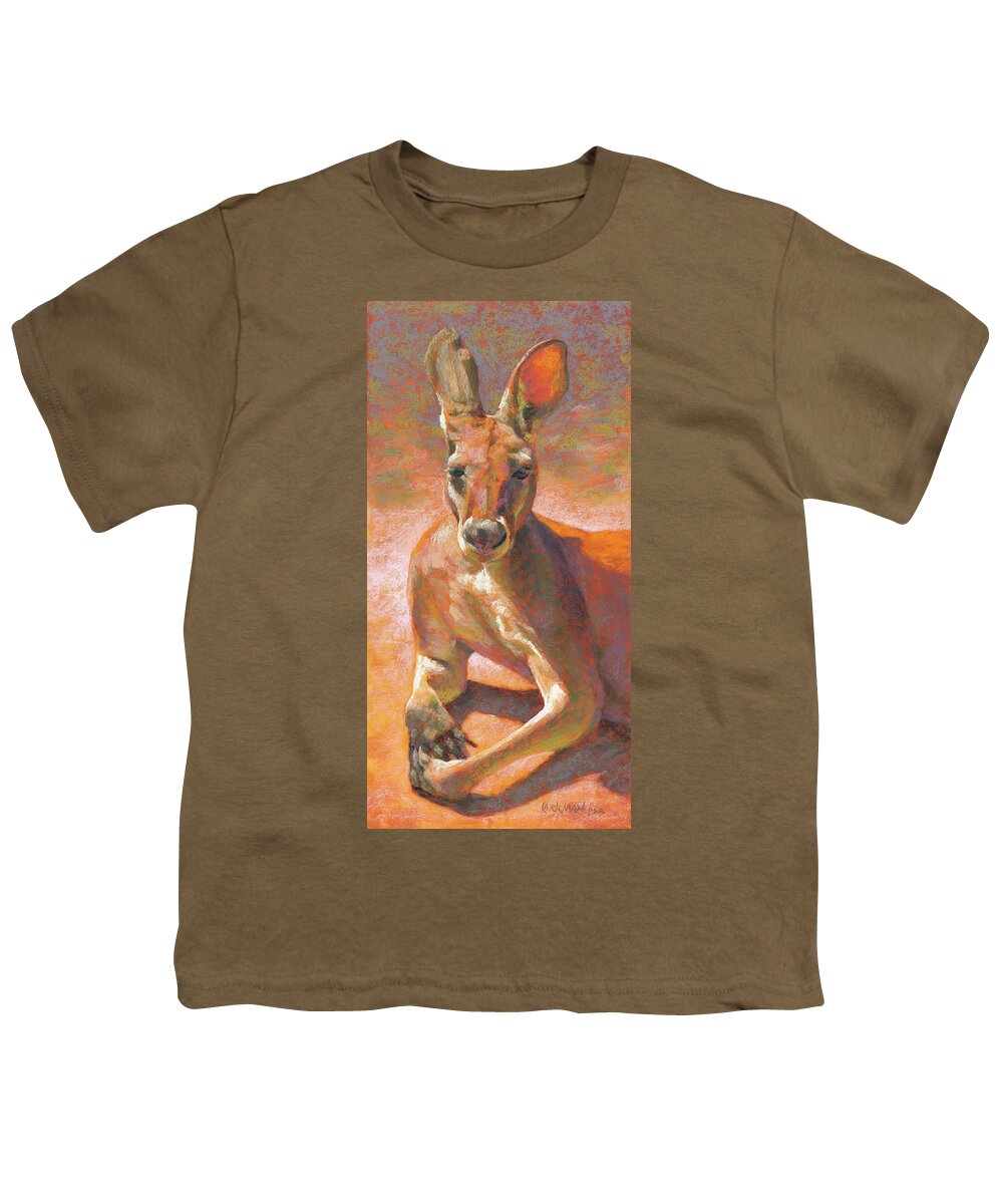 Kangaroo Youth T-Shirt featuring the pastel K is for Kangaroo by Rita Kirkman