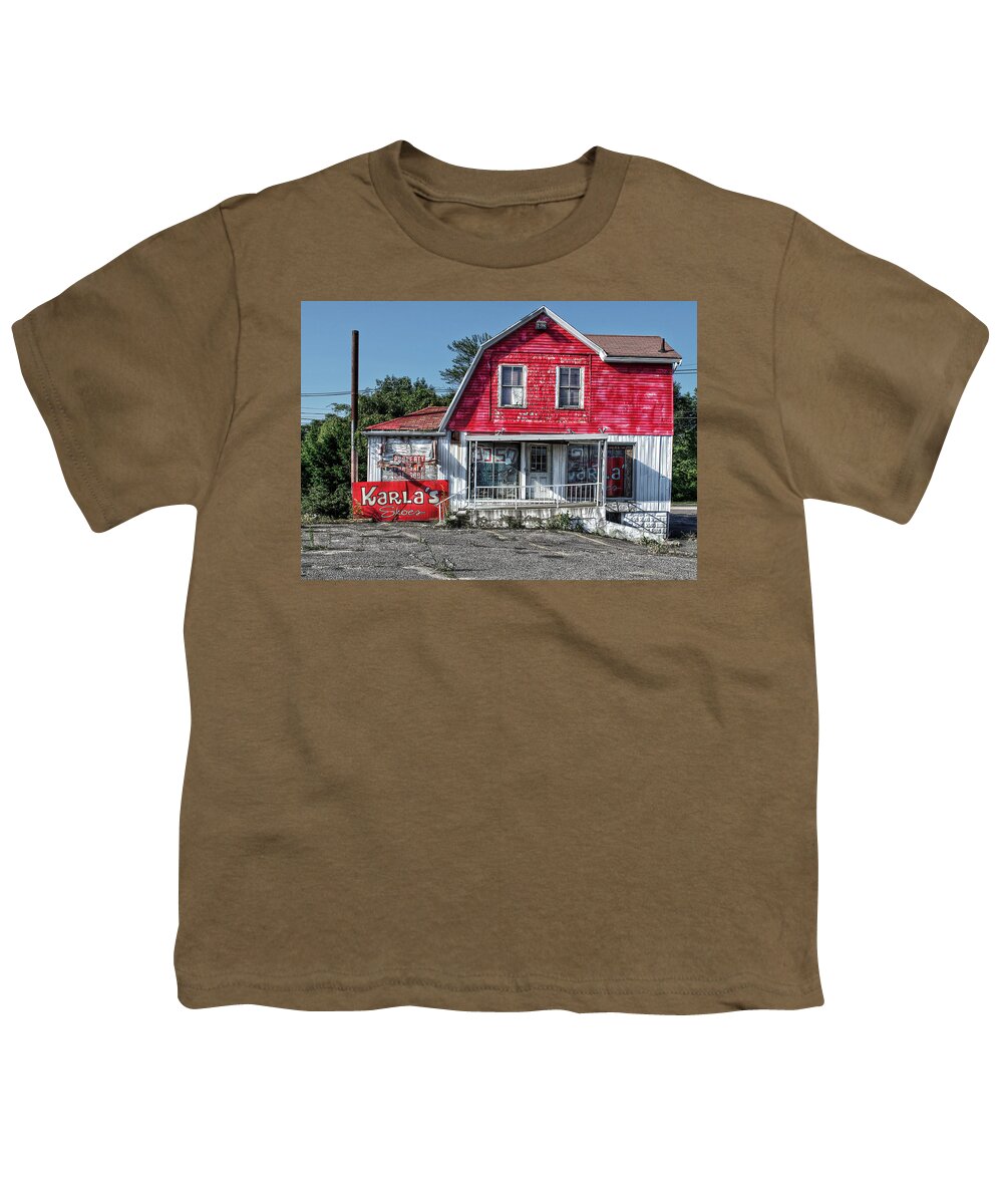 Hdr Youth T-Shirt featuring the photograph Karlas Shoe Store by Rick Mosher