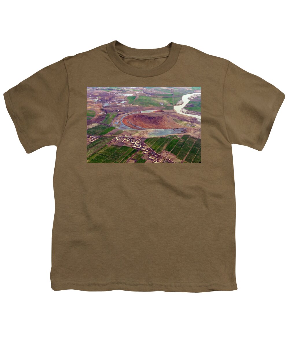 Central Asia Youth T-Shirt featuring the photograph Kunduz Mound and Crops by SR Green
