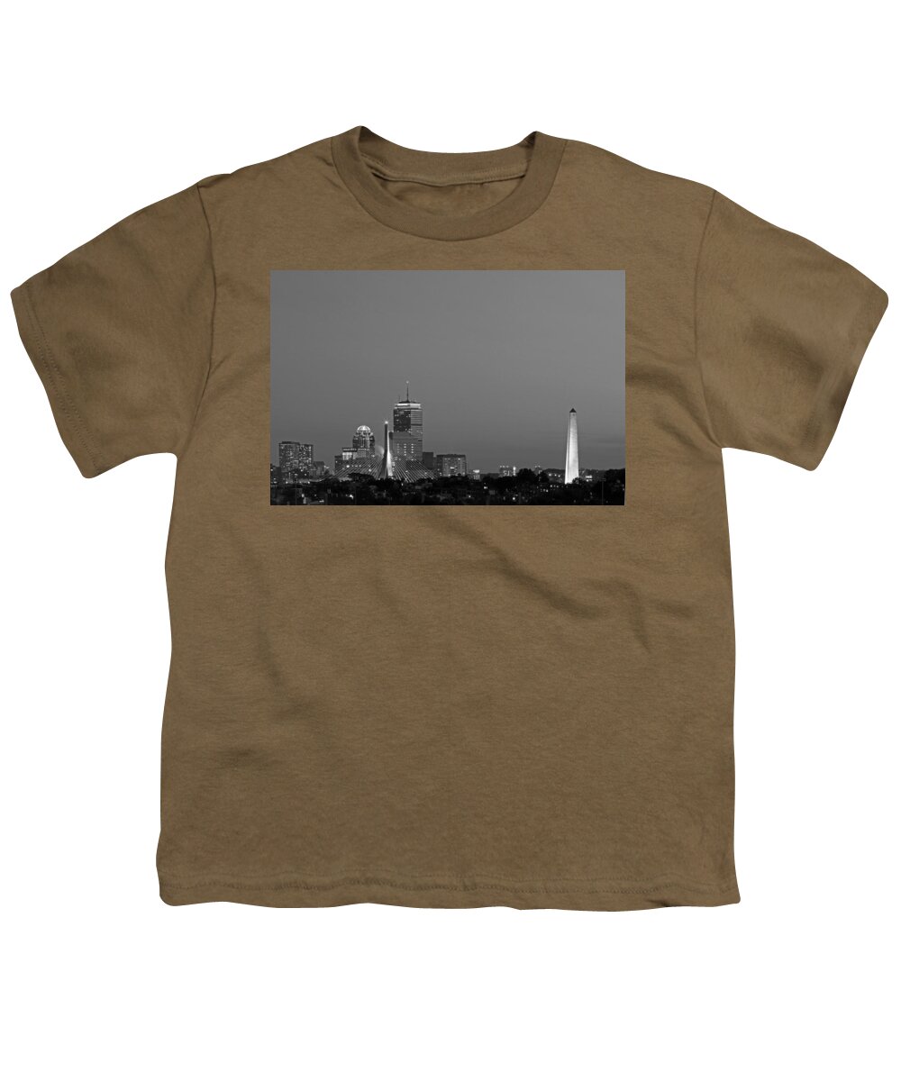 Boston B&w Youth T-Shirt featuring the photograph Landmarks of Boston by Juergen Roth