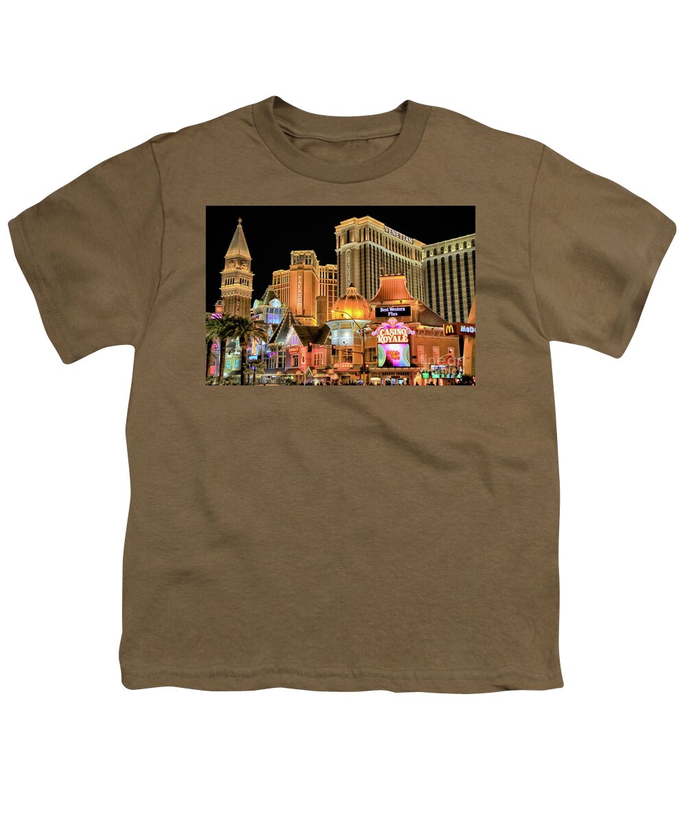 Las Vegas Youth T-Shirt featuring the photograph Las Vegas Night Life by Mariola Bitner
