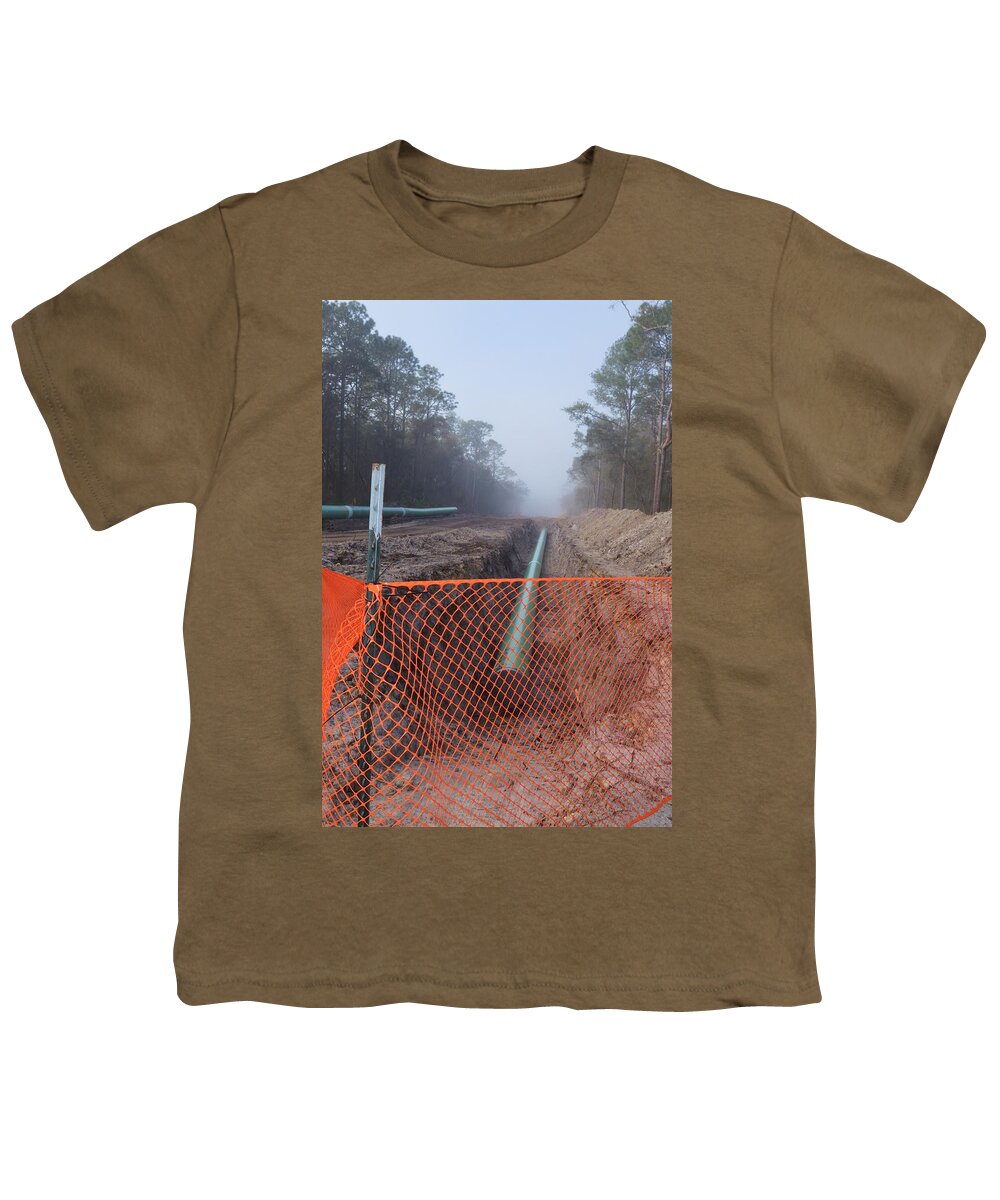Laying Down Pipeline Youth T-Shirt featuring the photograph Laying Down Pipeline by Warren Thompson