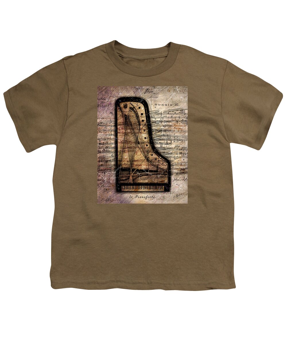 Piano Art Youth T-Shirt featuring the digital art Le Pianoforte by Gary Bodnar