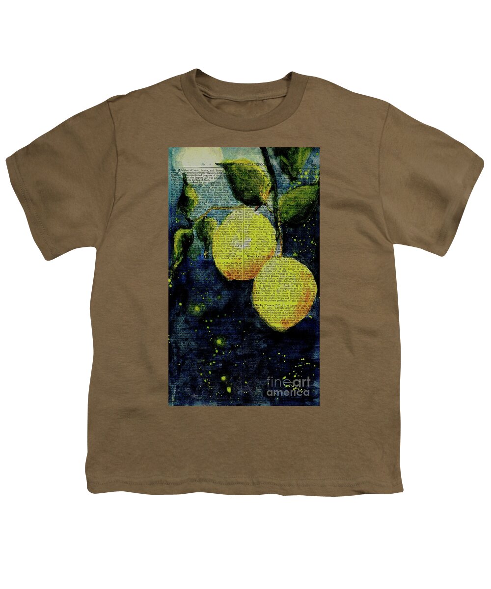 Moonlight Youth T-Shirt featuring the painting Lemons Bathed in Moonlight by Maria Hunt