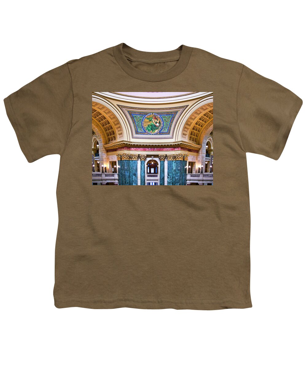 Madison Youth T-Shirt featuring the photograph Liberty Mural - Capitol - Madison - Wisconsin by Steven Ralser
