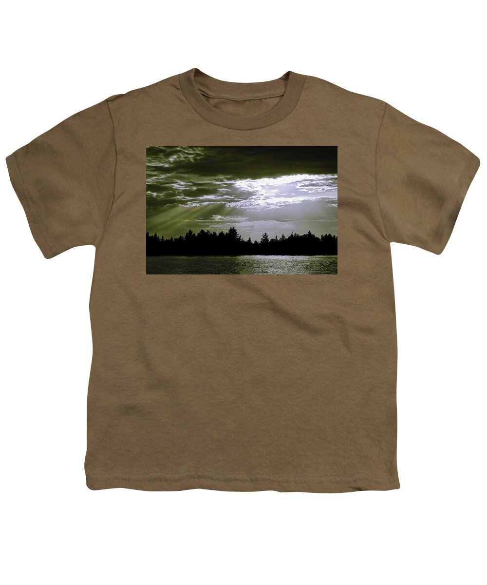 Light Beams Youth T-Shirt featuring the photograph Light Blast in Evening by JGracey Stinson