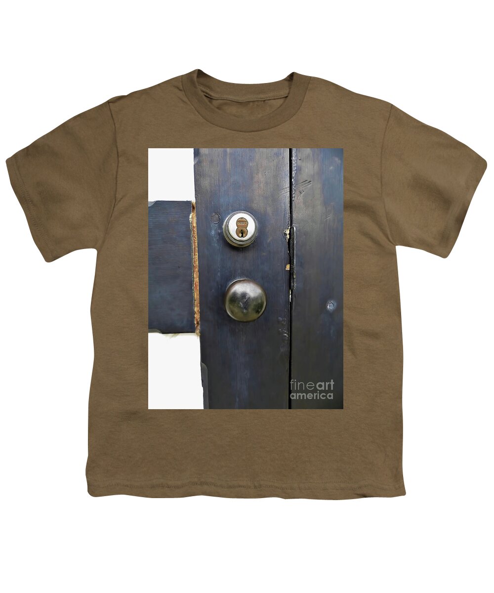 Door Youth T-Shirt featuring the photograph Lighthouse Doorknob And Lock by D Hackett