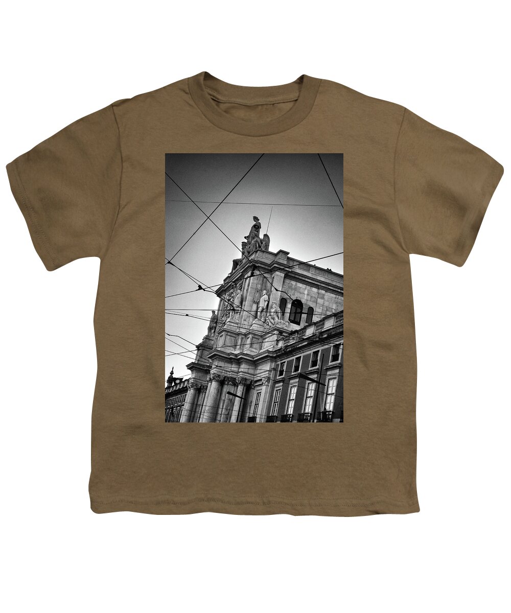 Street Youth T-Shirt featuring the photograph Lisbon Tram Wires by Carlos Caetano