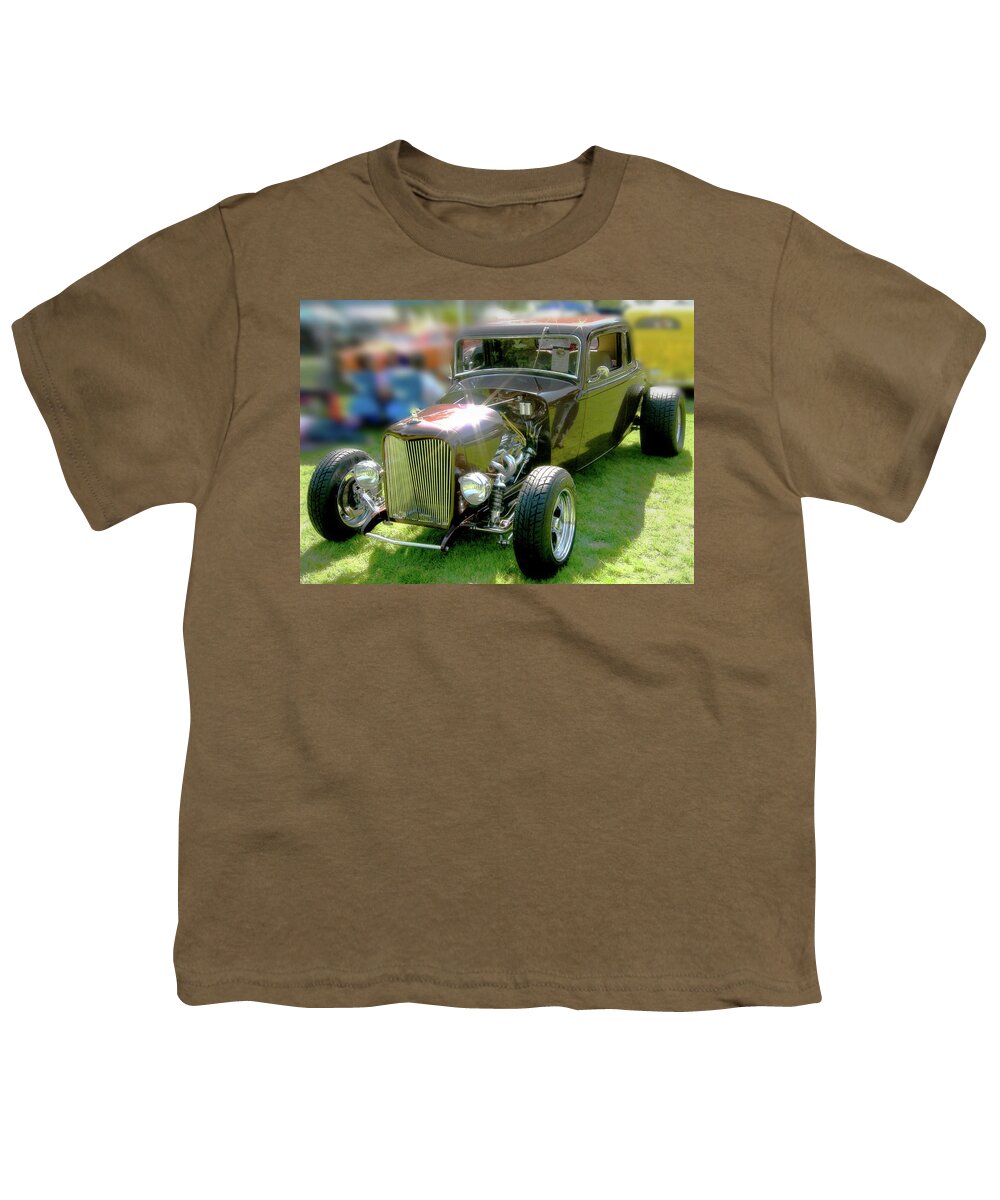 Little Deuce Coupe In Brown Youth T-Shirt featuring the digital art Little Deuce Coupe In Root Beer Brown by Gary Baird