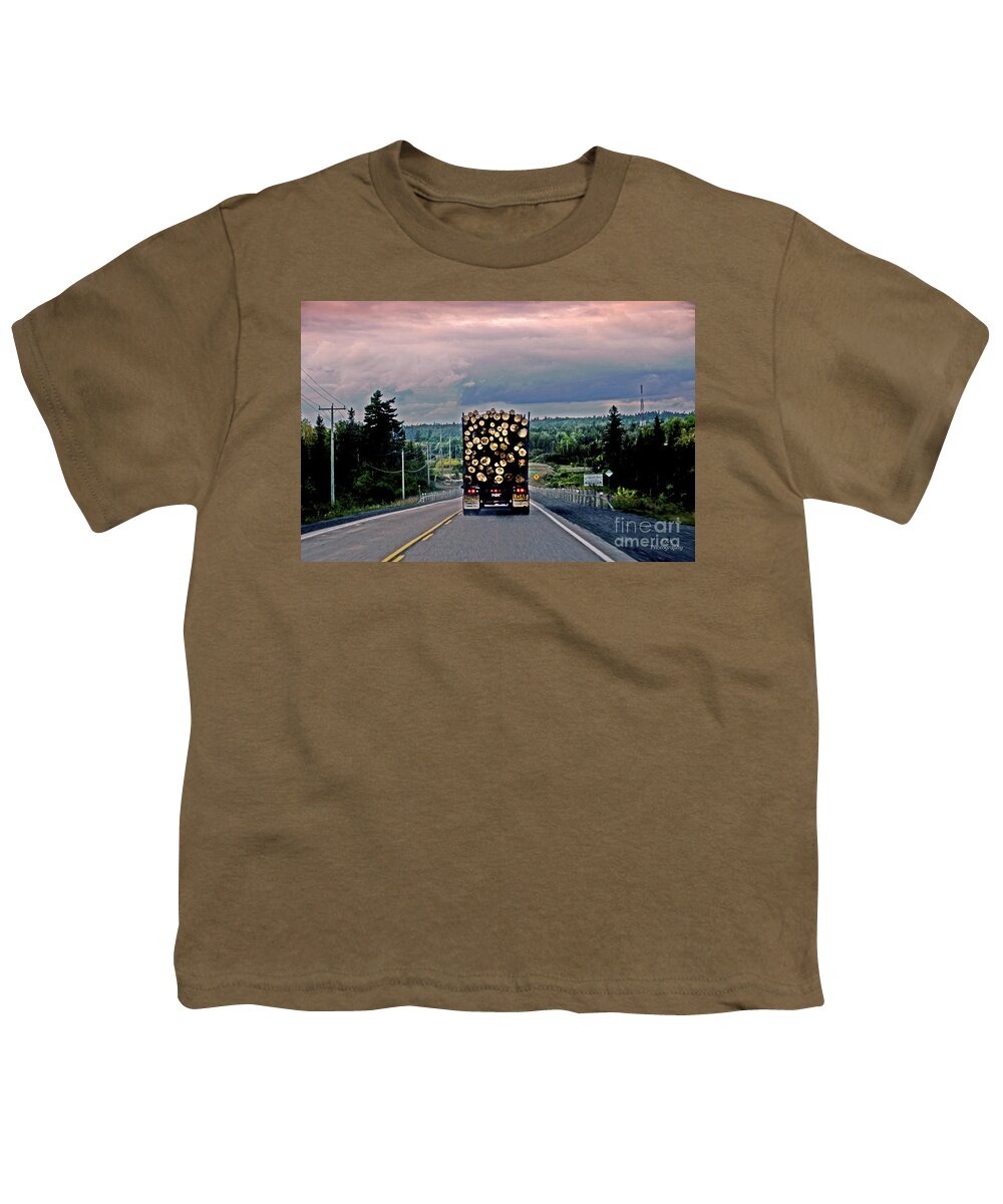 Logs Youth T-Shirt featuring the photograph Load of Logs by Elaine Berger