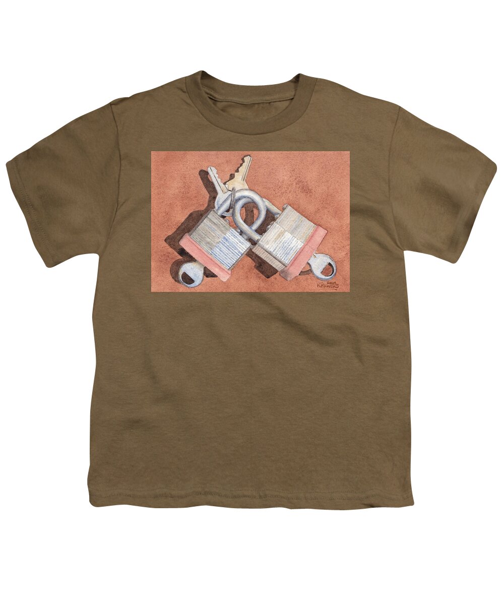 Lock Youth T-Shirt featuring the painting Locked in an Embrace by Ken Powers