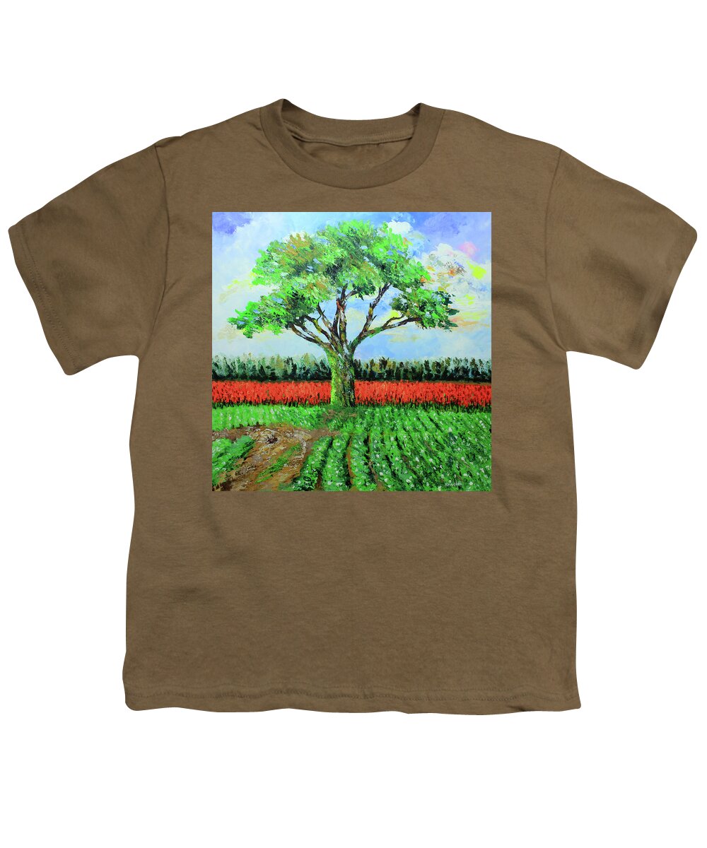 Solitary Tree Youth T-Shirt featuring the painting Lone Sentinel by Karl Wagner