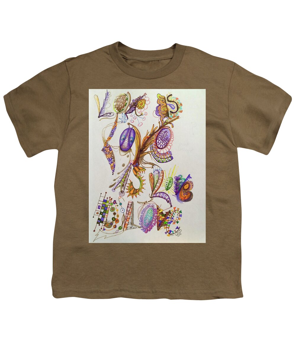 Lettering Youth T-Shirt featuring the drawing Love Is by Suzanne Udell Levinger