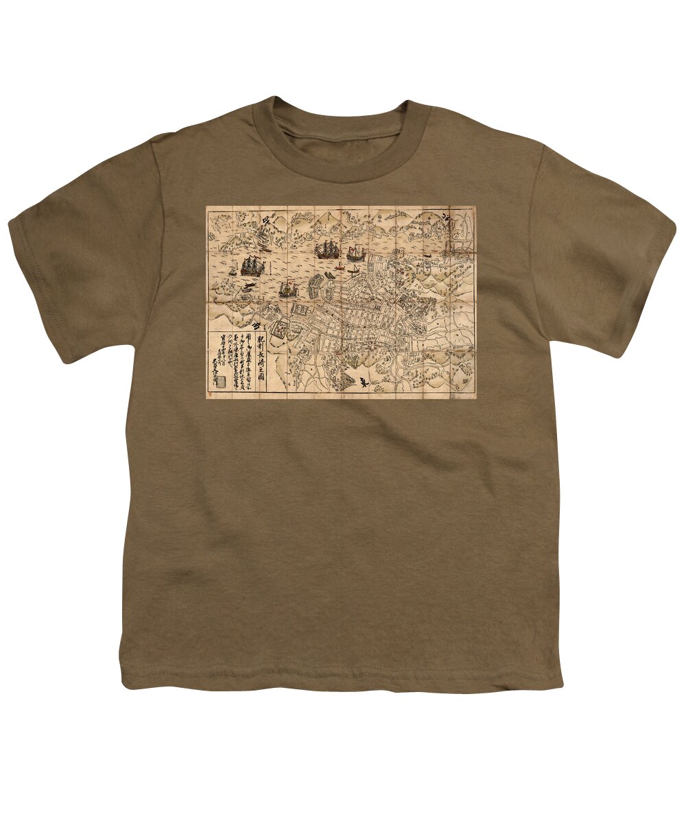 Map Of Nagasaki Youth T-Shirt featuring the photograph Map Of Nagasaki 1764 by Andrew Fare
