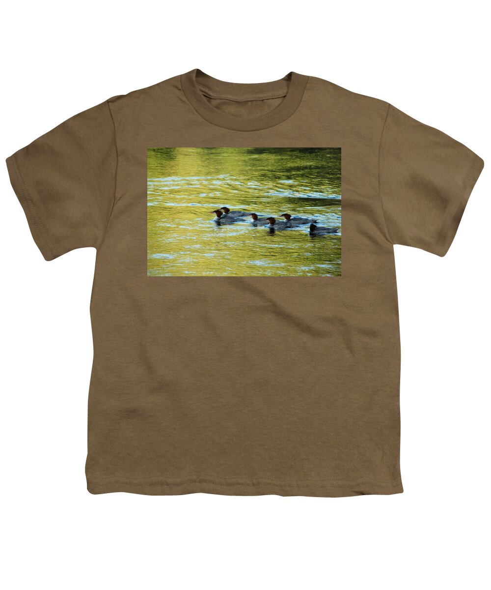 Duck Youth T-Shirt featuring the photograph March Of The Mergansers by Donna Blackhall