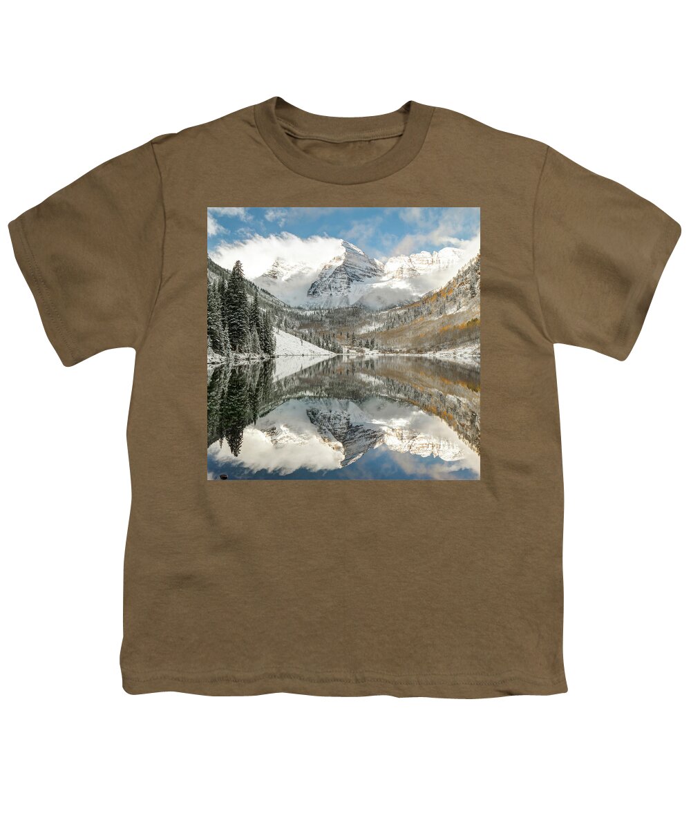 Maroon Bells Youth T-Shirt featuring the photograph Maroon Bells - Aspen Colorado 1x1 by Gregory Ballos