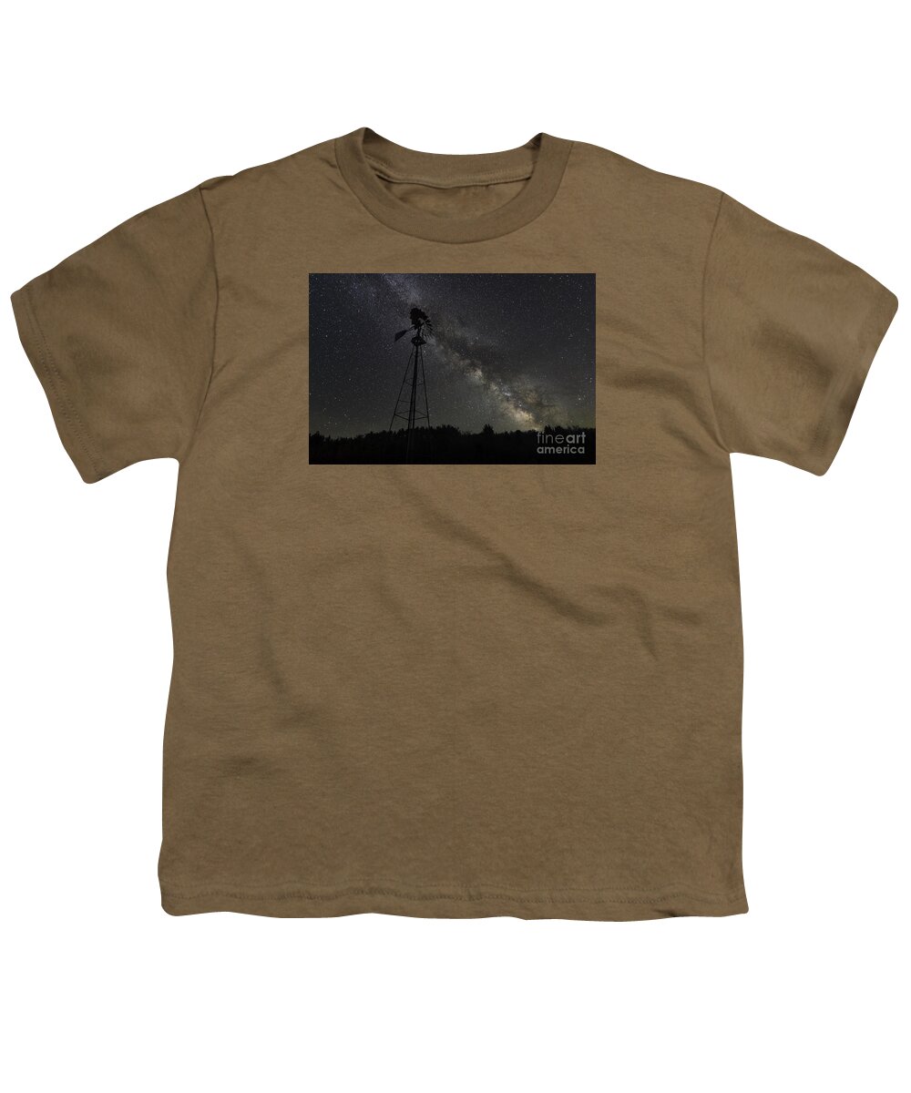 The Explorer Youth T-Shirt featuring the photograph Milky Way Windmill by Michael Ver Sprill