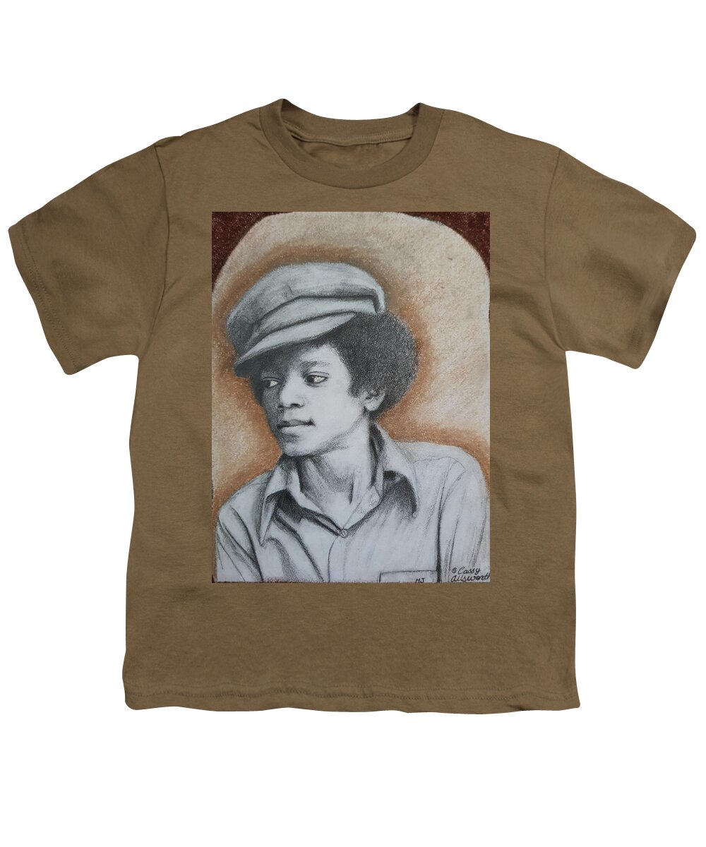 Michael Jackson Youth T-Shirt featuring the drawing MJ by Cassy Allsworth