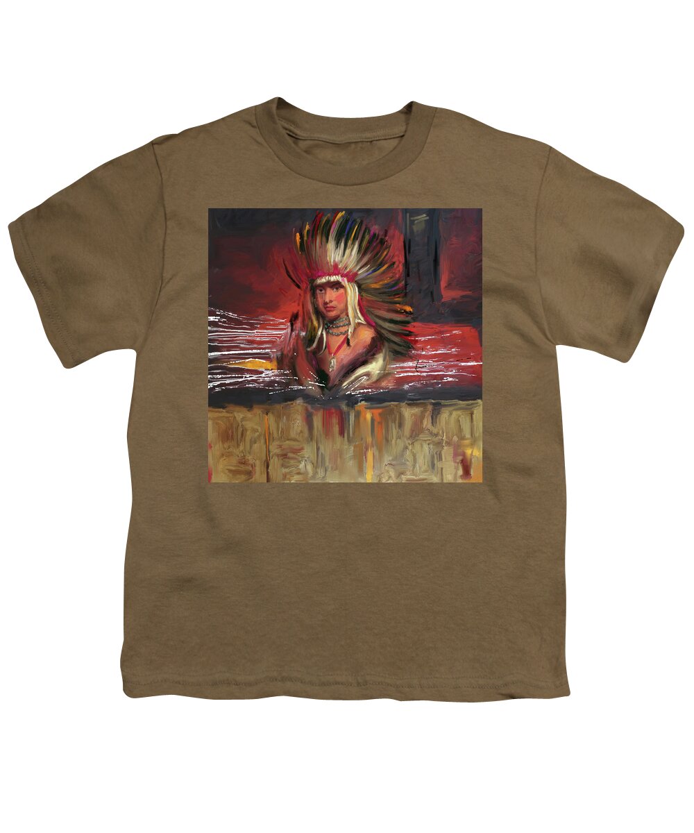 Red Indian Youth T-Shirt featuring the painting Native American 277 1 by Mawra Tahreem