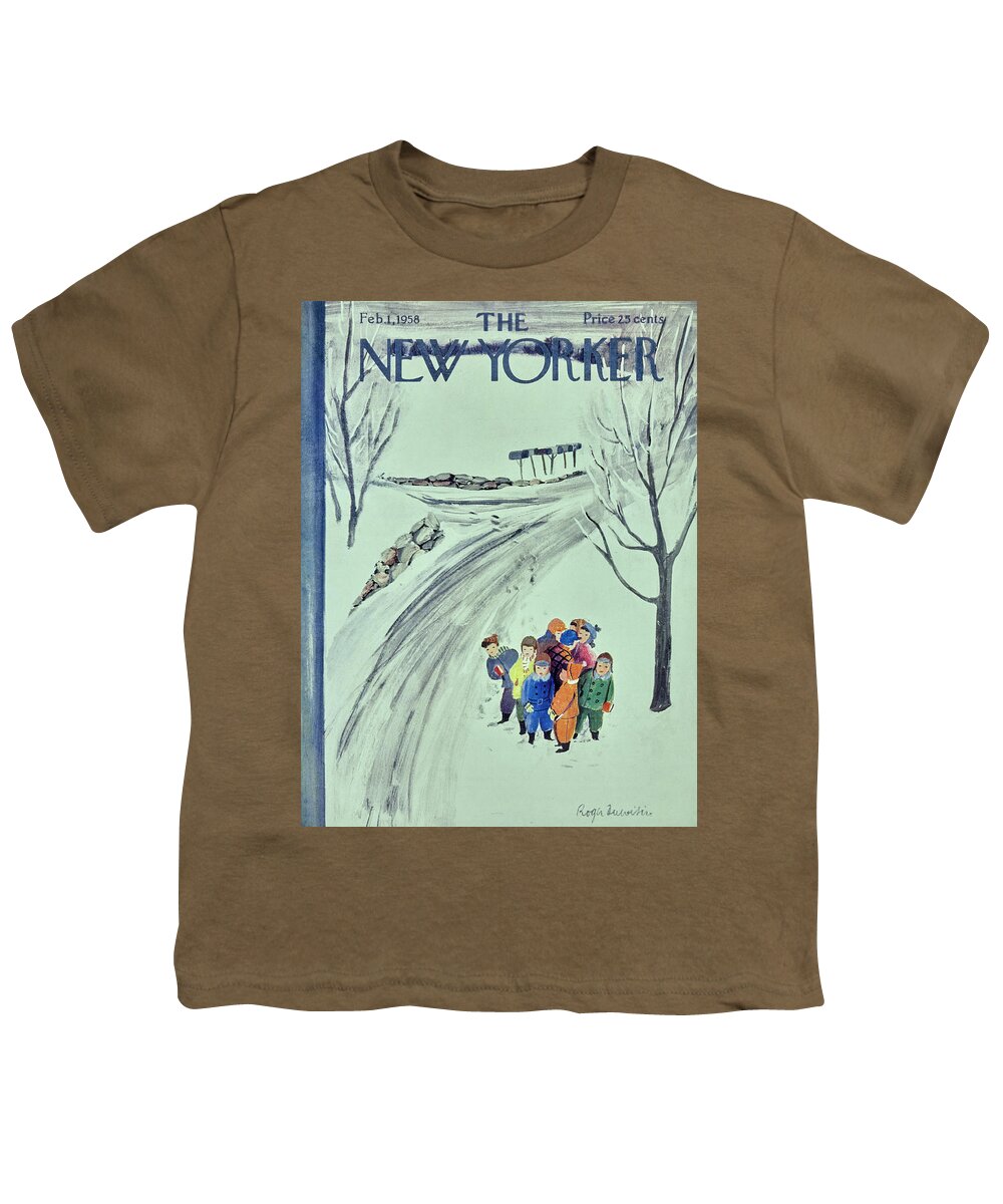 Children Youth T-Shirt featuring the painting New Yorker February 1 1958 by Roger Duvoisin
