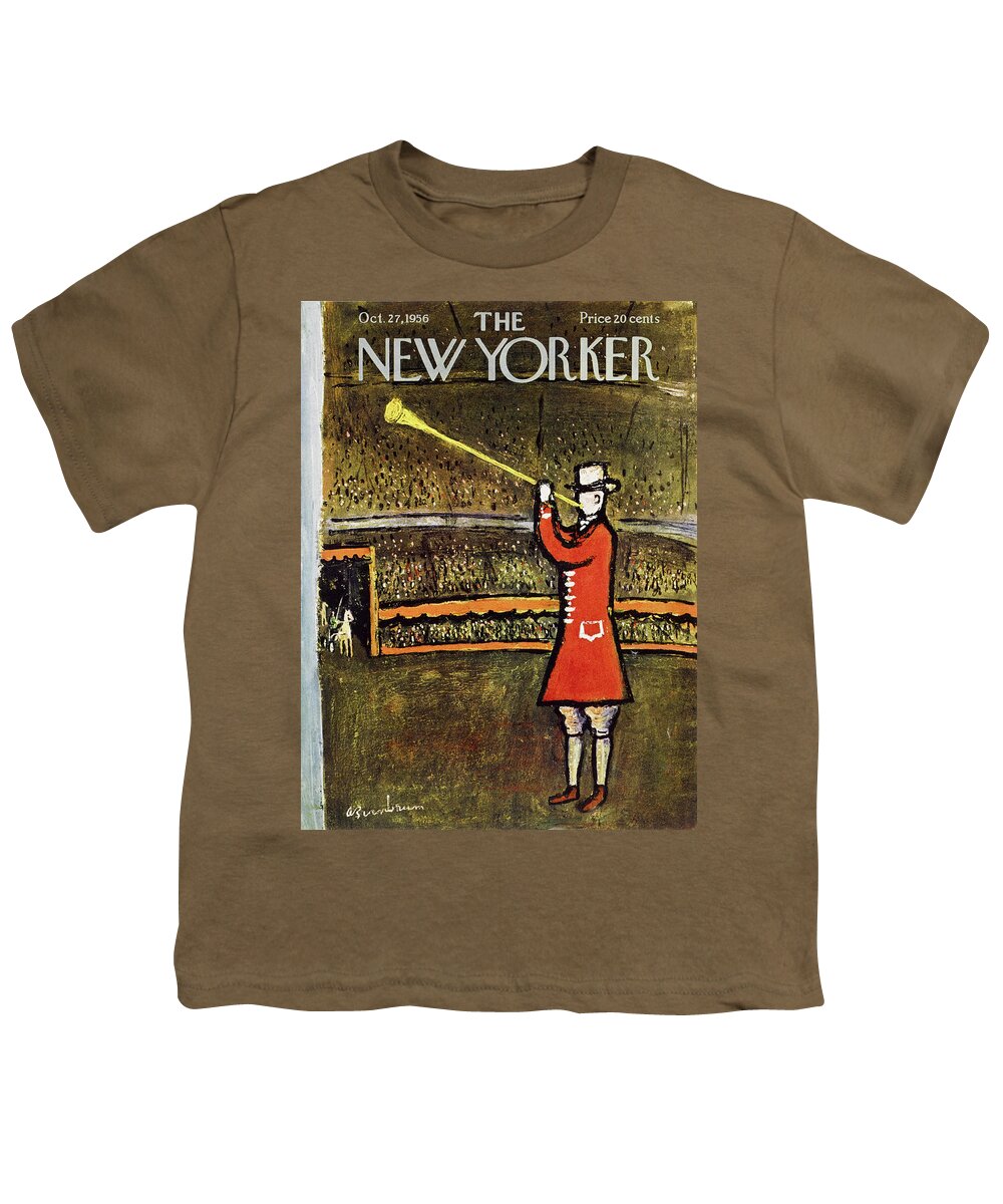 Horn Youth T-Shirt featuring the painting New Yorker October 27 1956 by Abe Birnbaum