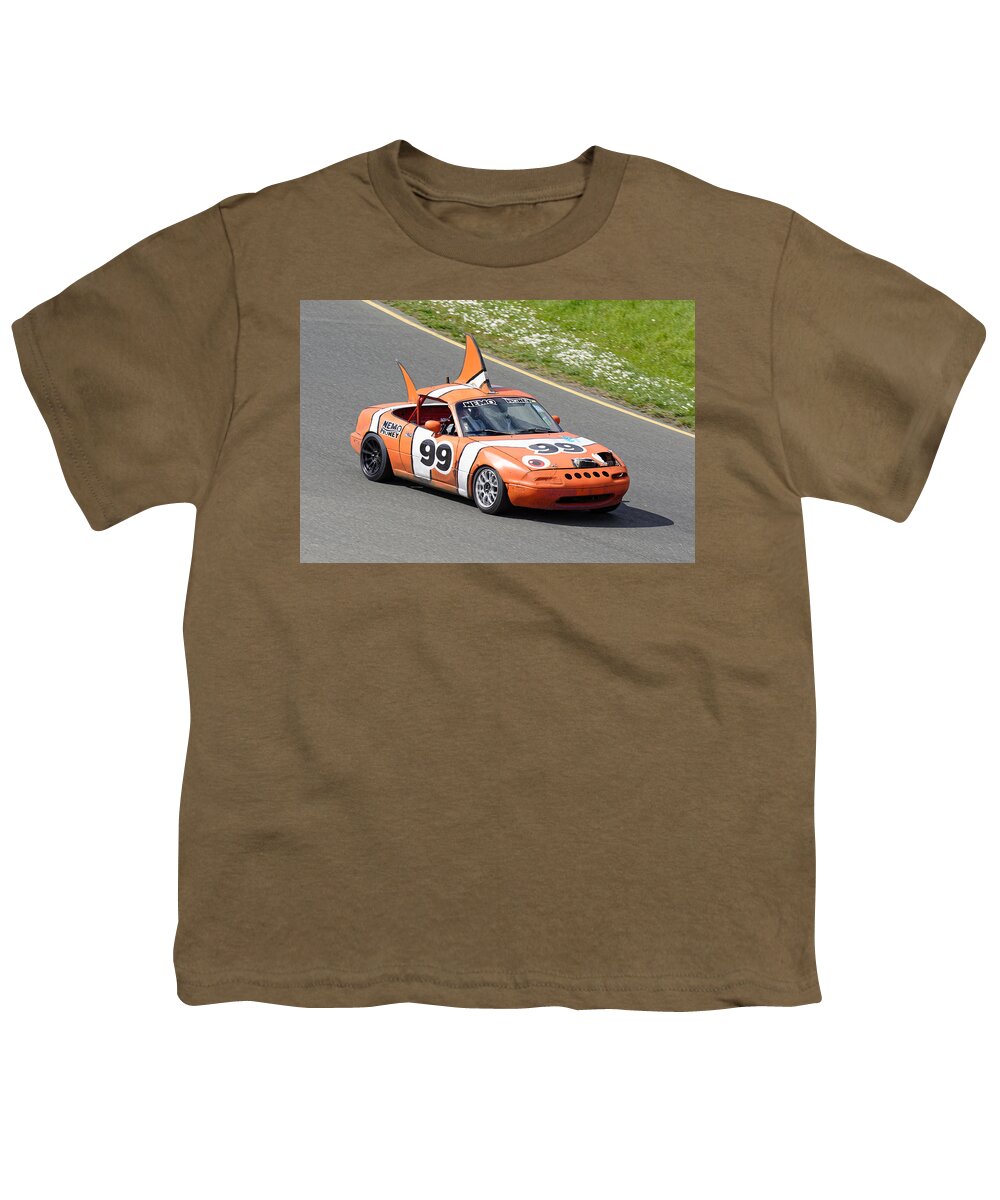 Sports Youth T-Shirt featuring the photograph Not Clowning Around -- Mazda Miata at the 24 Hours of LeMons Race in Sonoma, California by Darin Volpe
