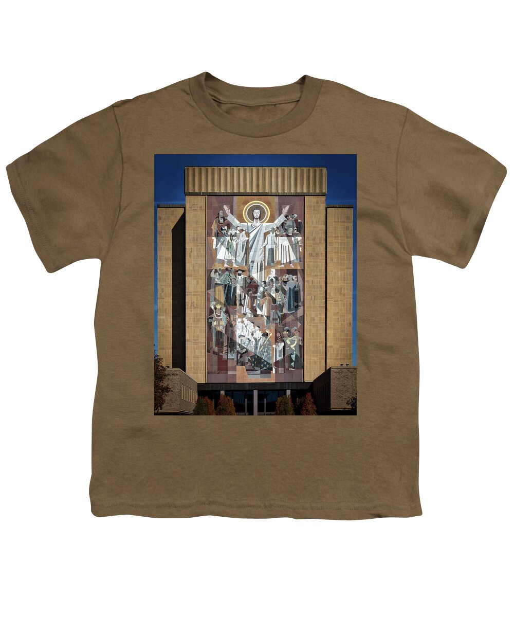 Notre Dame University Youth T-Shirt featuring the photograph Notre Dame's Touchdown Jesus by Mountain Dreams