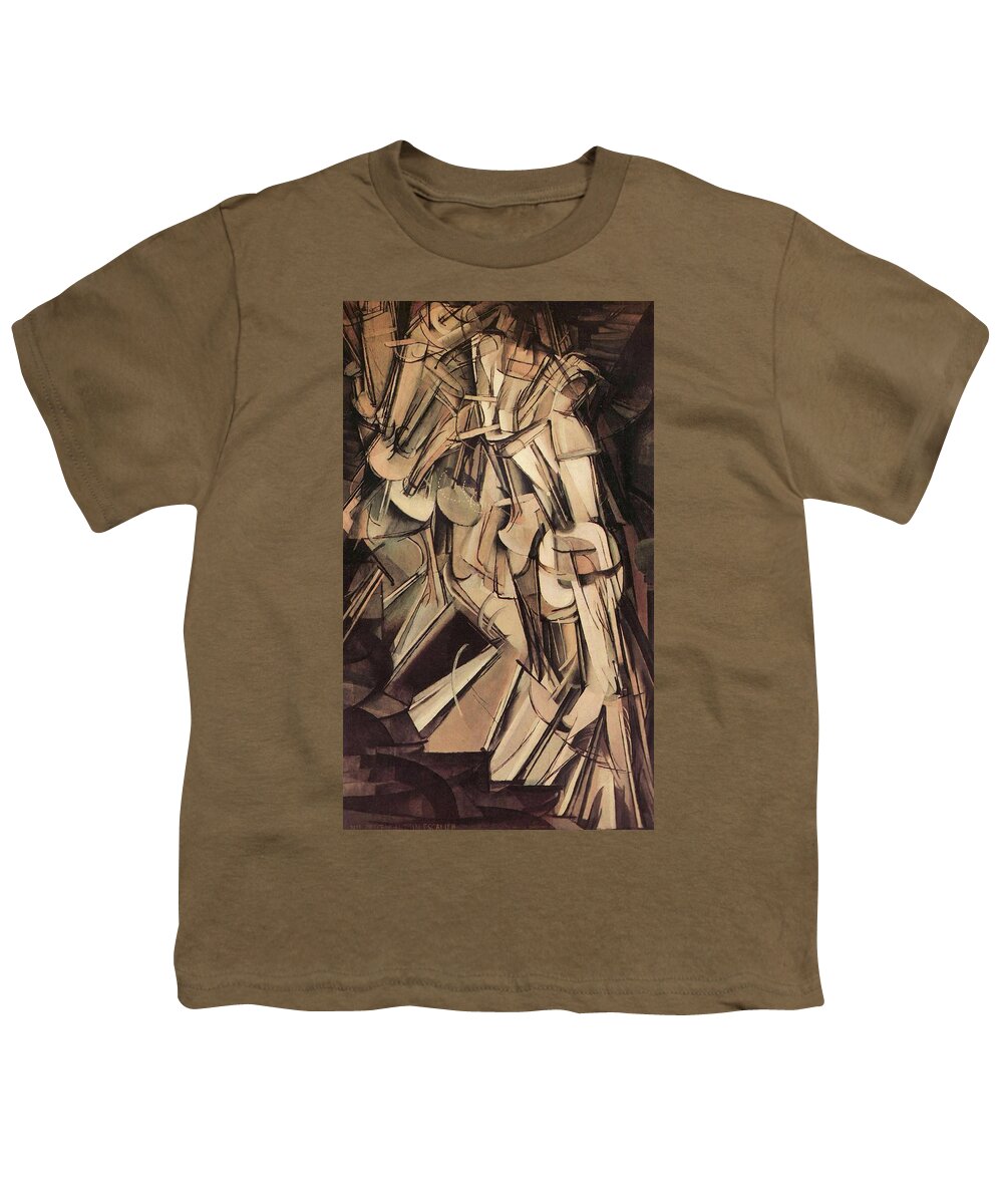 Nude Youth T-Shirt featuring the painting Nude Descending a Staircase Number Two by Marcel Duchamp