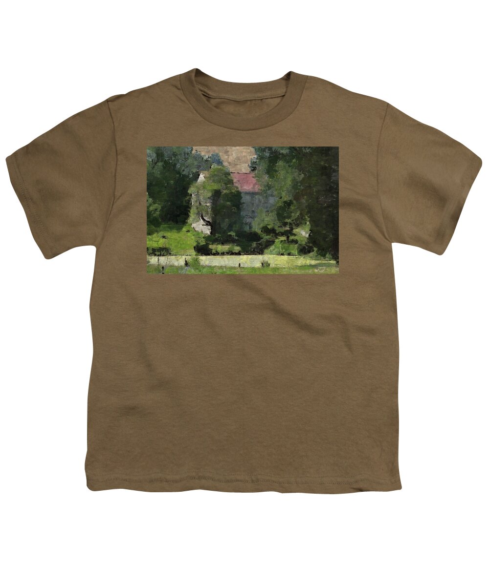 Oley Youth T-Shirt featuring the mixed media Oley Barn by Trish Tritz
