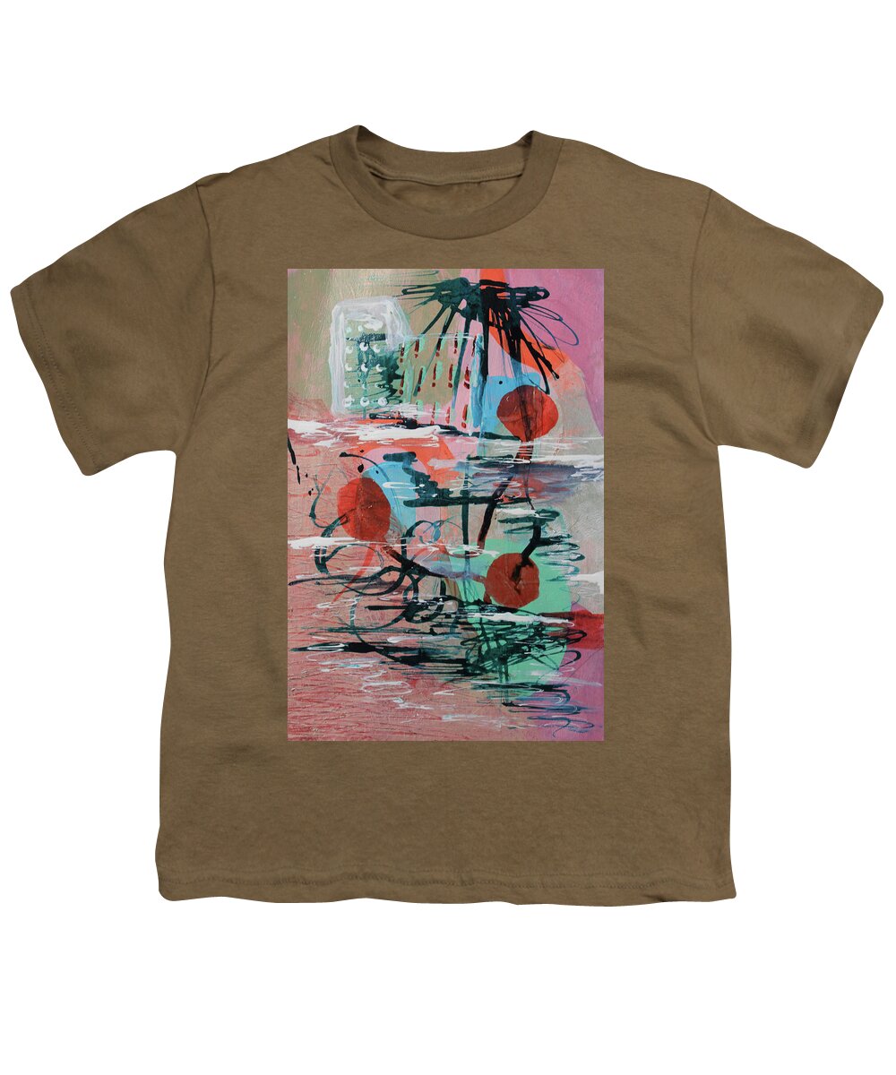 Landscape Youth T-Shirt featuring the mixed media On the Beach by April Burton