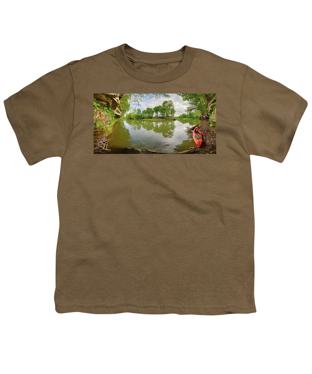 Kayak Youth T-Shirt featuring the photograph Osage Fork by Robert Charity