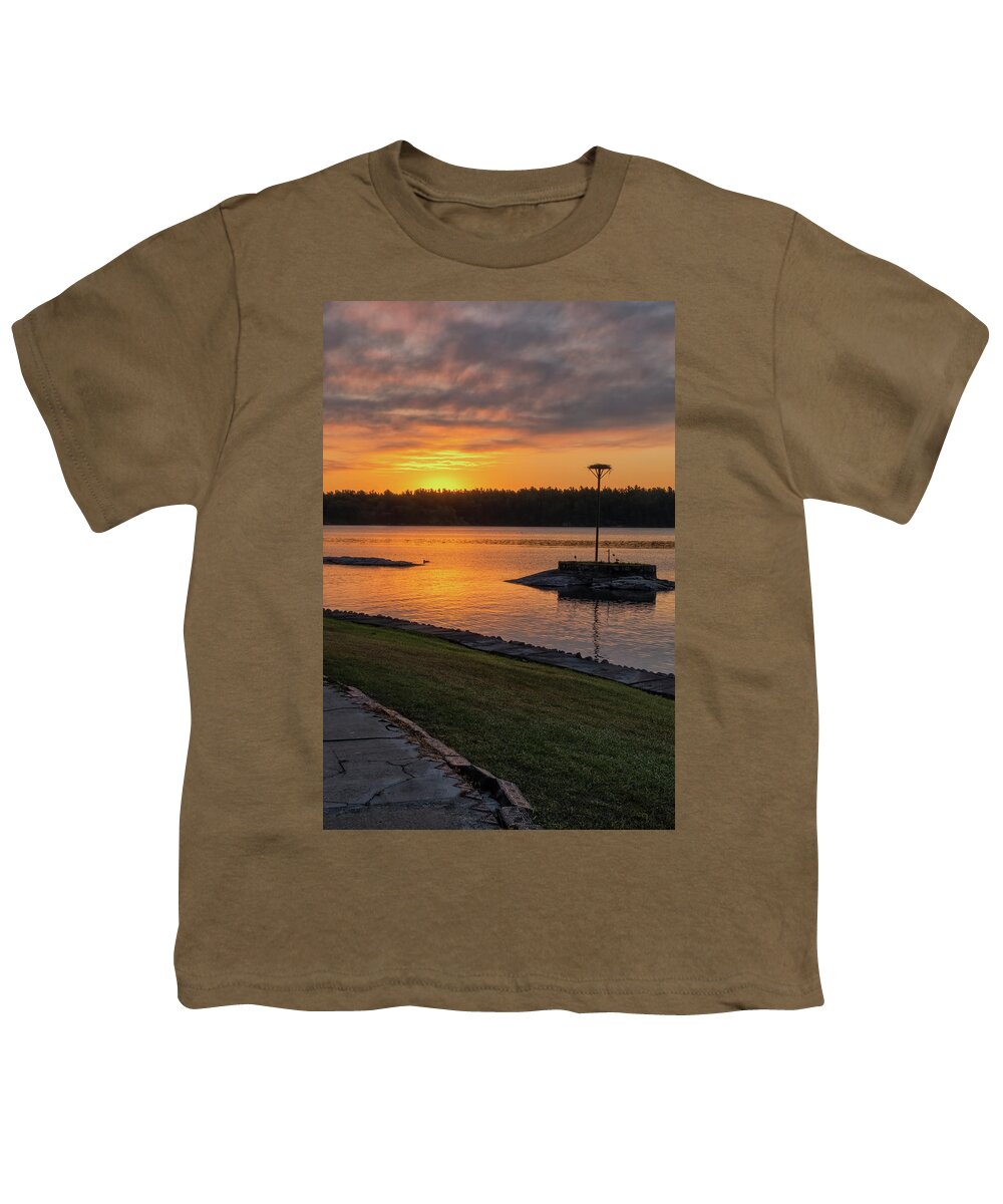 St Lawrence Seaway Youth T-Shirt featuring the photograph Osprey Nest At Dawn by Tom Singleton