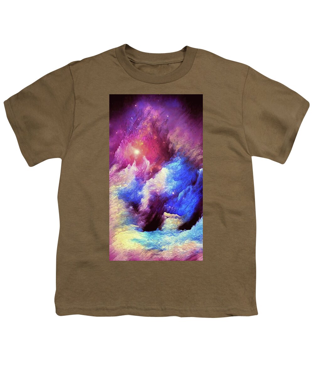Universe Panorama Youth T-Shirt featuring the painting Out of Time and Space - 02 by AM FineArtPrints