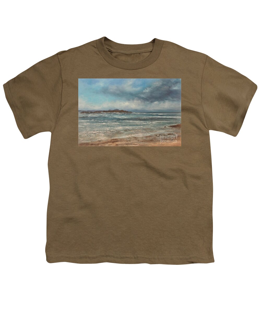 Seascape Painting Youth T-Shirt featuring the painting Overcast by Valerie Travers