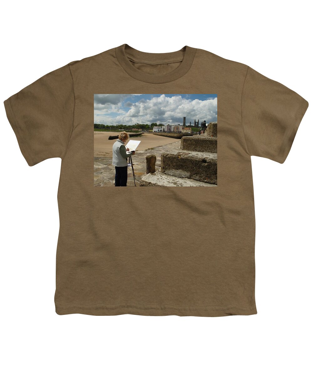 Landscape Youth T-Shirt featuring the photograph Painting St Andrews Harbour by Adrian Wale
